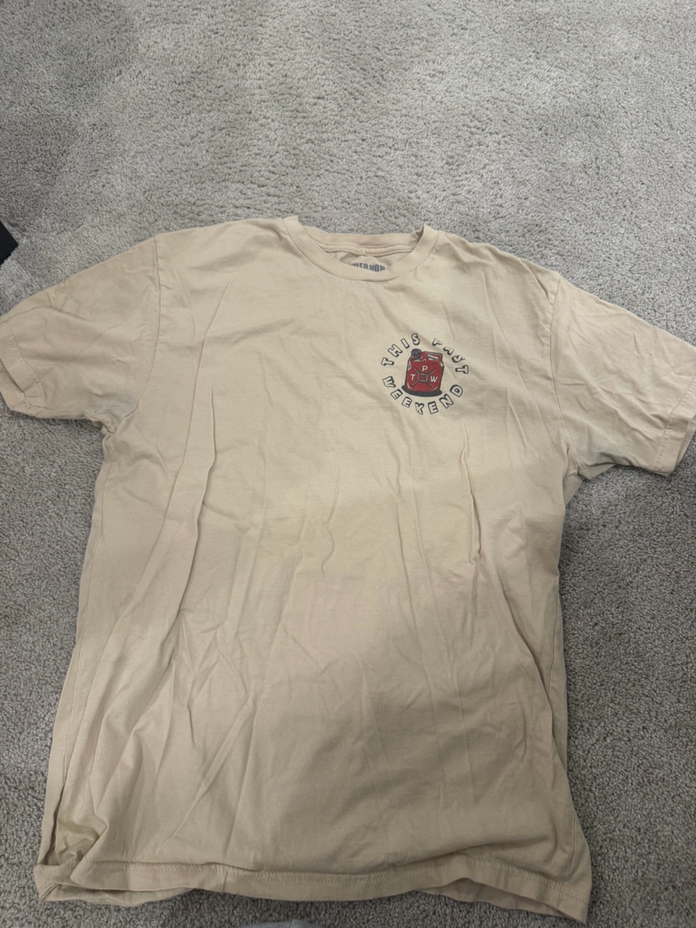 Theo Von - This past Weekend - Cream Short-Sleeve Graphic Tee with Red